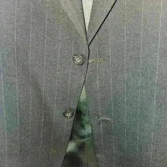 Sterling and Hunt Luxe Dark Navy Pinstripe 100% Wool Blazer Sz 42R EUC - Picture 8 of 14